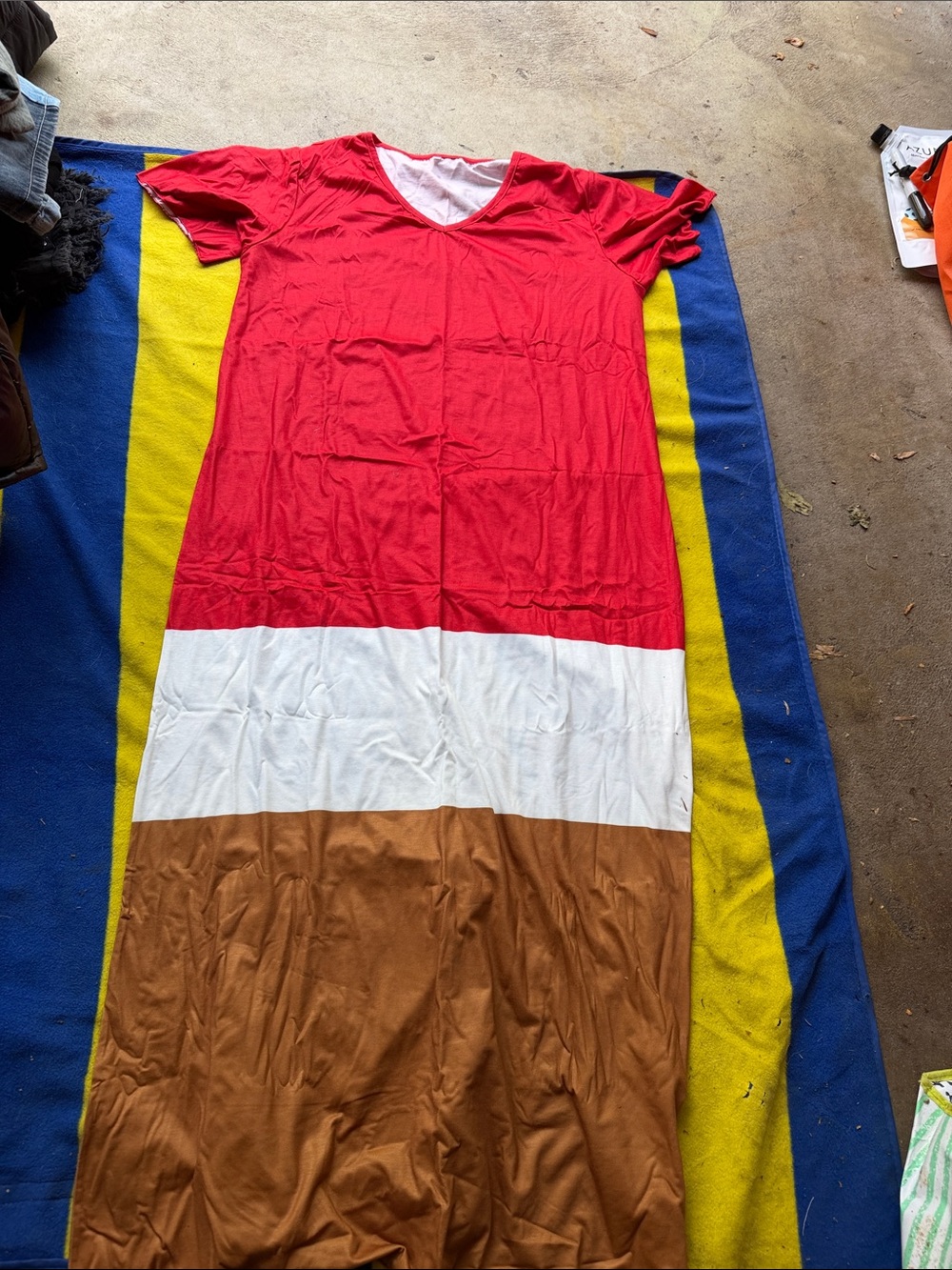 Colorblock Maxi Dress - Red, White & Brown
